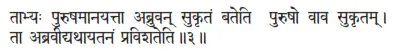 tābhyaḥ puruṣamānayattā abruvan sukṛtaṁ bateti puruṣo vāva sukṛtam ǀ tā - фото 345