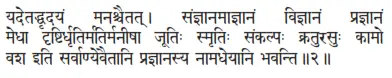 yadetaddhṛdayaṁ manaścaitat ǀ saṁjñānamājñānaṁ vijñānaṁ prajñānaṁ medhā - фото 369