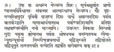 OM ǀ uṣā vā aśvasya medhyasya śiraḥ ǀ sūryaścakṣurvātaḥ prāṇo - фото 463