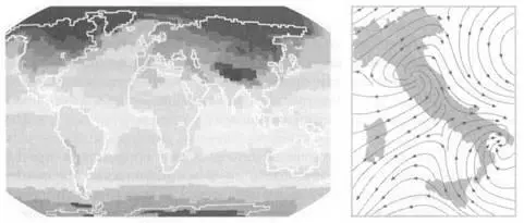 Пример скалярного поля карта распределения температур в атмосфере слева - фото 7