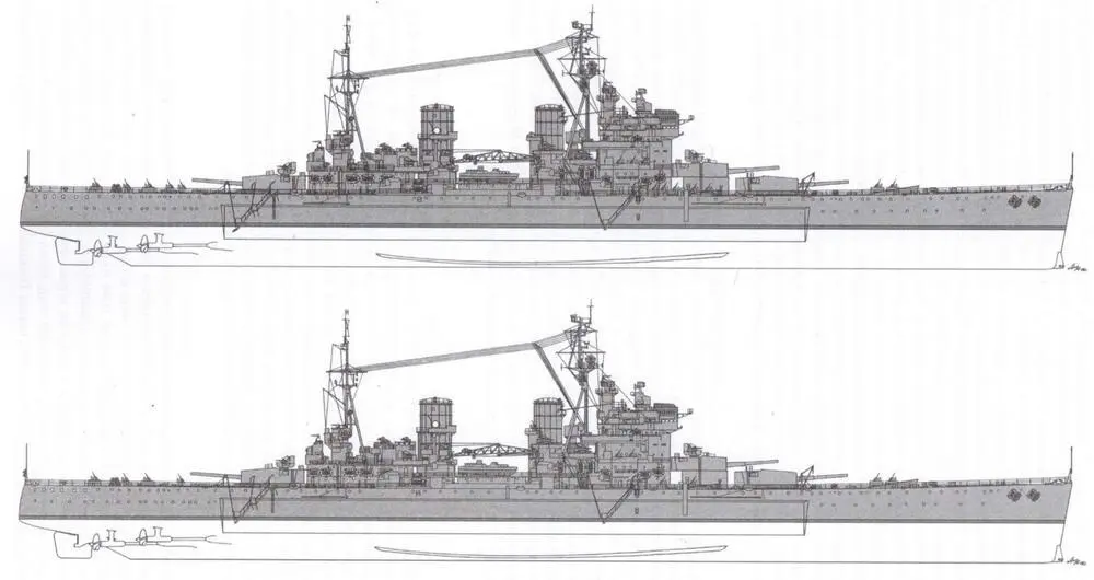 Внешний вид линейных кораблей Энсон по состоянию на март 1944 года вверху - фото 39