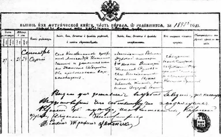 Выпись из метрической книги о рождении С А Есенина Естественно встает - фото 2