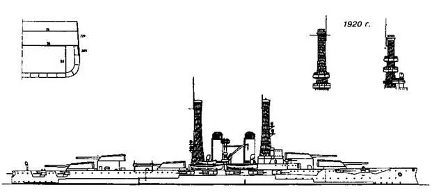 Линейный корабль Texas 1914 г Наружный вид сечение в районе миделя и вид - фото 41