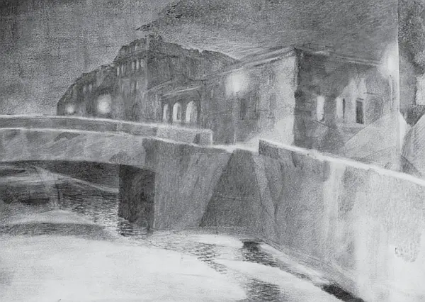 Вечерняя набережная 1929 Б графитный кар акварель 26x385 I Пустите - фото 21