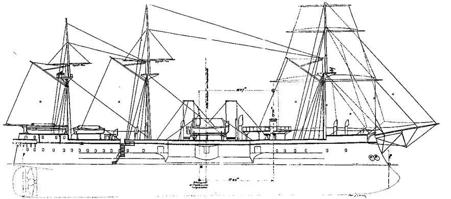 Броненосец Tegetthoff 1882 г Наружный вид 2793мм 11дюймовые орудие - фото 20