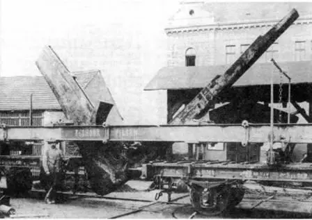Транспортировка к стапелю форштевня для броненосца Monarch 1894 г Корабли - фото 35