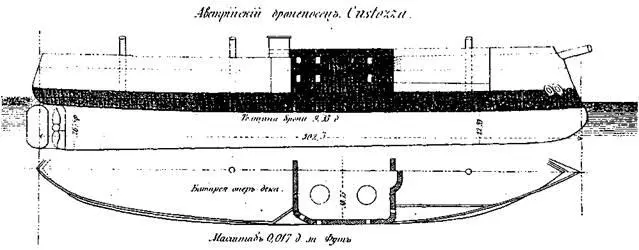 Броненосец Custoza 1875 г Наружный вид и план батарейной палубы с - фото 8
