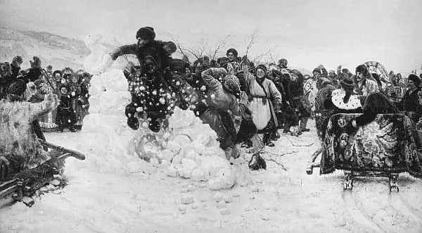 И Суриков Взятие снежного городка Обряд вынесения Марены смерти - фото 235