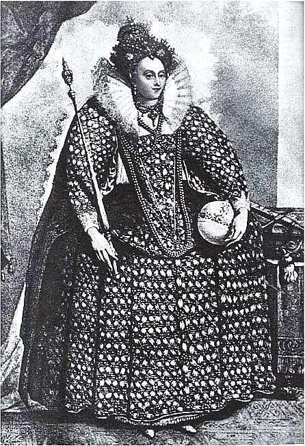 Королева Елизавета I гравюра с картины Кристина Пассе XVI в 1449 г - фото 216