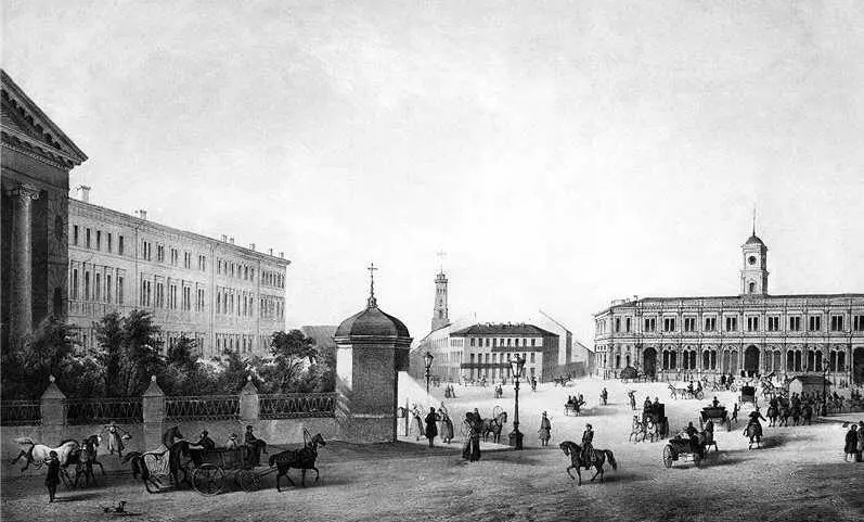 Знаменская площадь в 1850х гг Литография Ж Жакотте по рисунку И Шарлеманя - фото 126