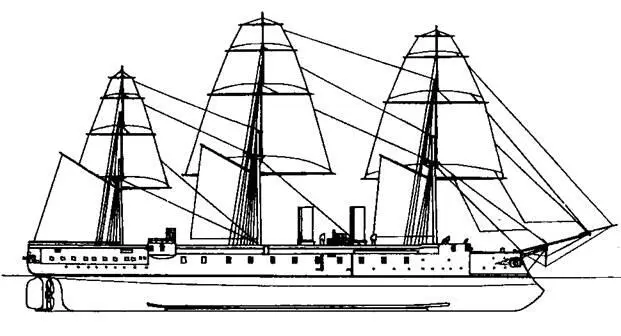 а б в Броненосный фрегат Кениг Вильгельм Наружный вид ав 1879 - фото 25