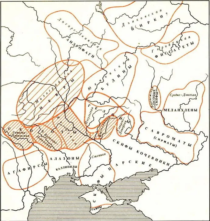 Одна из карт в книге Б Рыбакова Геродотова Скифия Интересна для нас тем - фото 34