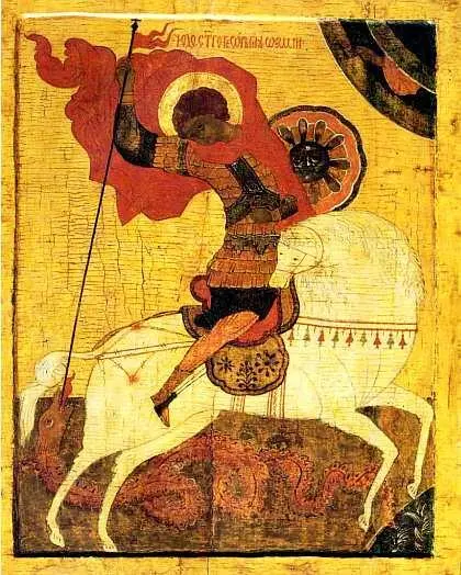 На иконе XV века Чудо Георгия о змие запечатлен образ героязаступника На - фото 42