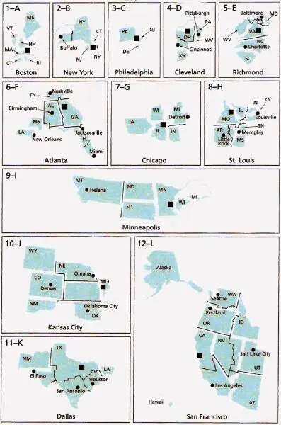 Рис Территориальная организация ФРС США Знаками показаны города базирования - фото 1
