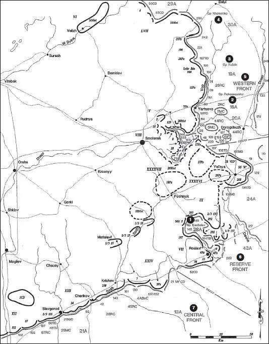 Карта 55 Ситуация на 2300 3 августа 1941 г 1 группа Качалова 2 группа - фото 61