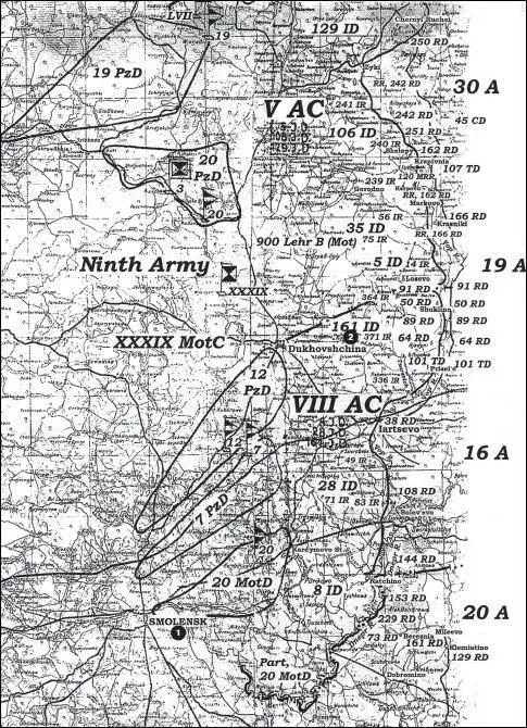 Карта 77 Ситуация на восточном фронте 9й армии на 17 августа 1941 г 1 - фото 87