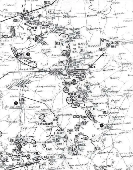 Карта 87 Позиции группы армий Центр Вечер 19 августа 1941 г 1 Могилев - фото 97
