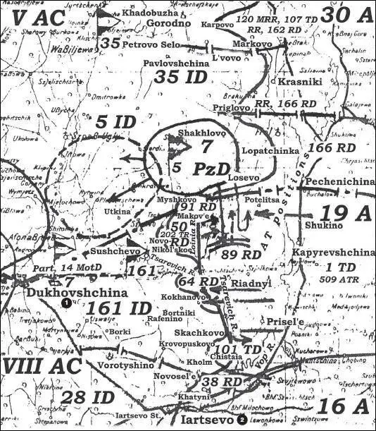 Карта 90 Удар 7й танковой дивизии 21 августа 1941 г 1 Духовщина 2 - фото 100