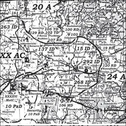 Карта 102 Положение под Ельней 1819 августа 1941 г 1 Ельня В центре - фото 112