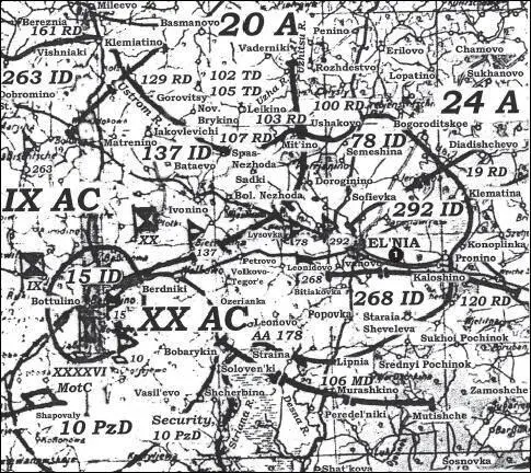 Карта 103 Положение под Ельней 2122 августа 1941 г 1 Ельня 2 Командира - фото 113