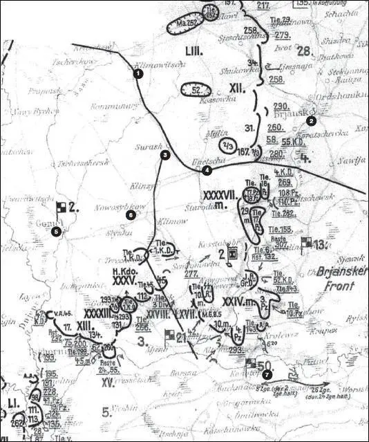 Карта 77 Положение на правом фланге группы армий Центр 2 сентября 1941 г - фото 93