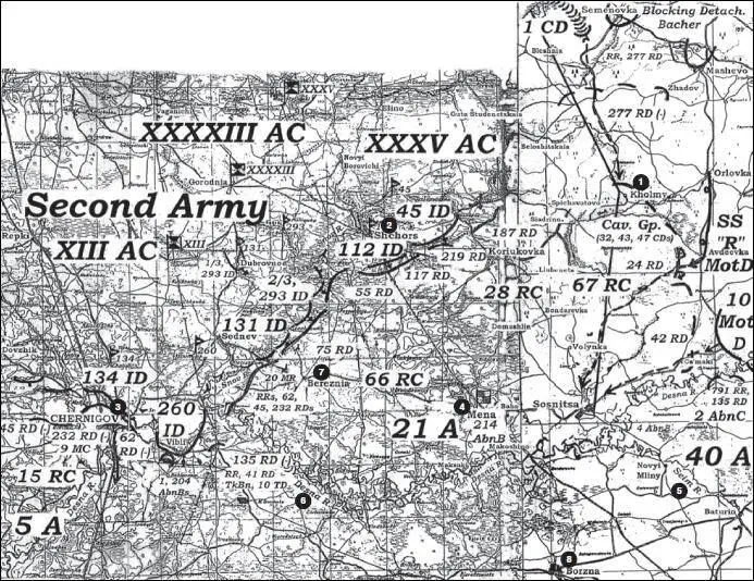 Карта 81 Положение на фронте 21й армии на 3 сентября 1941 г 1 Холмы 2 - фото 97