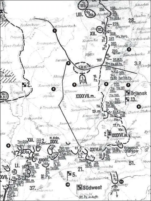 Карта 93 Положение на правом фланге группы армий Центр на 10 сентября 1941 - фото 110