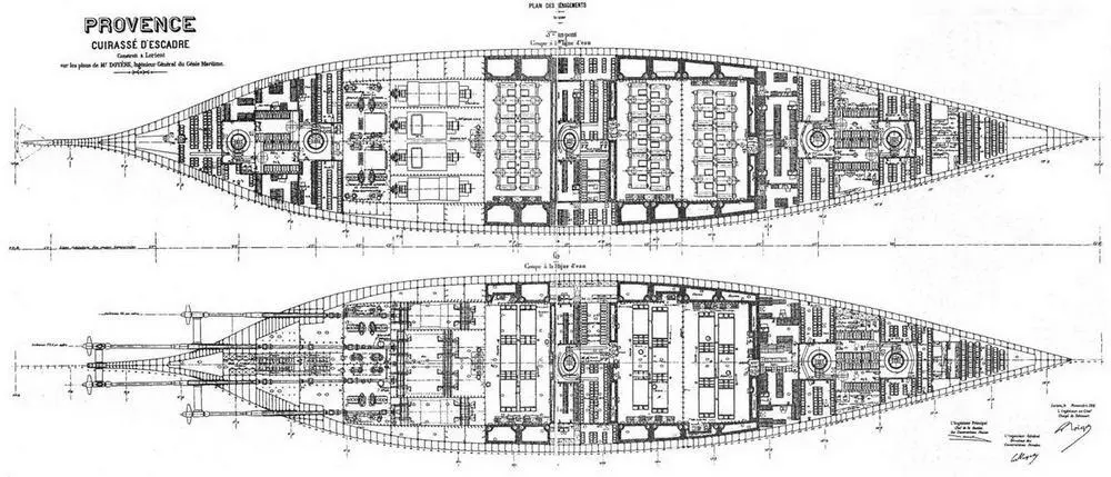 Линейный корабль Прованс 1916 г Планы платформы и трюма Бретань С - фото 20