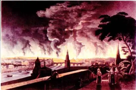 Пожар Москвы в сентябре 1812 года Вид направо от кремля Художник И Жибеле - фото 98
