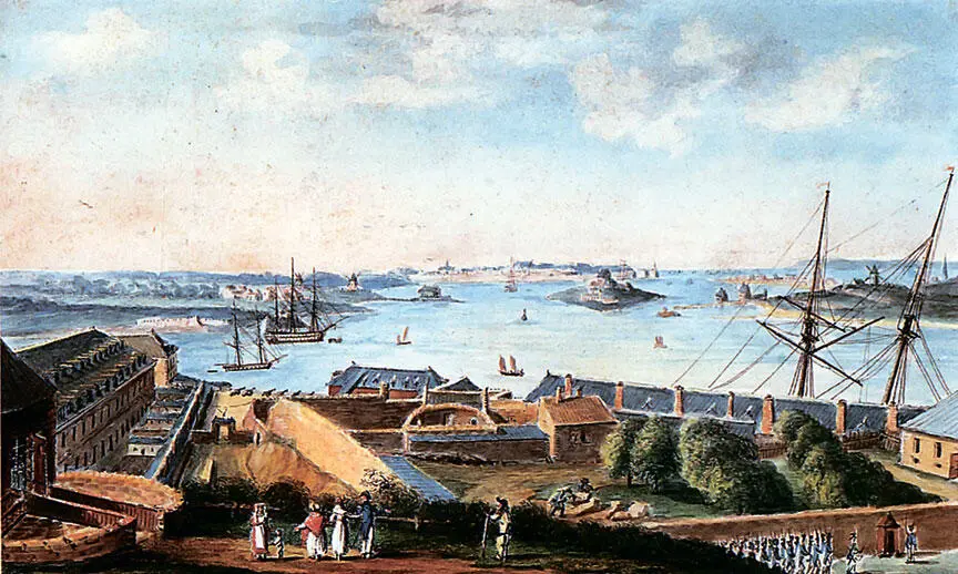 Вид на порт Лорьян с высоты обзорной башни Акварель около 1800 года Из - фото 173