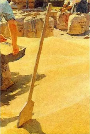 Фрагменты картины В кучу зерна отвесно воткнута деревянная лопата Яблонская - фото 9