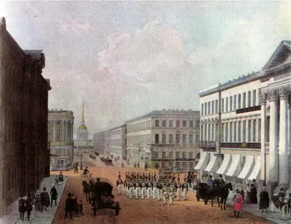 Невский проспект Цветная литография Жюля Арну 1840е годы Государственный - фото 13