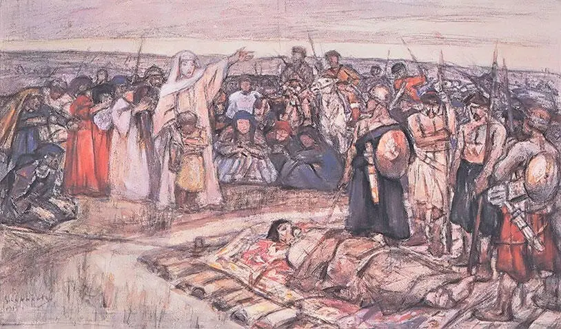 В И Суриков Княгиня Ольга встречает тело князя Игоря 1915 г Интересно - фото 35