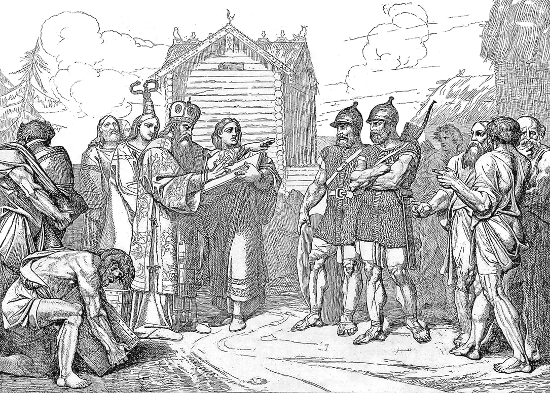 Ф А Бруни Прибытие в Киев епископа Гравюра 1839 г Святой князь Владимир - фото 59