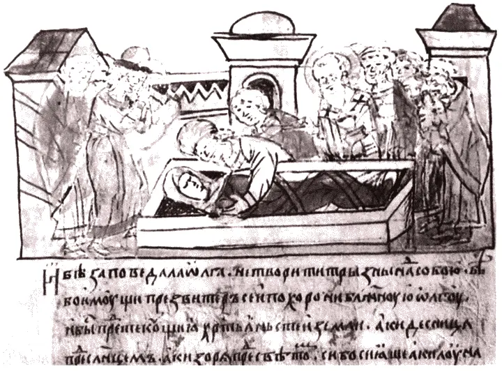 Успение Ольги Князь Святослав и княжичи Ярополк Олег и Владимир оплакивают - фото 24
