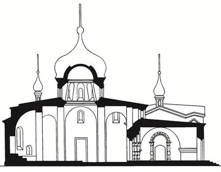 Илл 6 Собор Спаса Преображения на Бору Продольный разрез По чертежу А А - фото 7