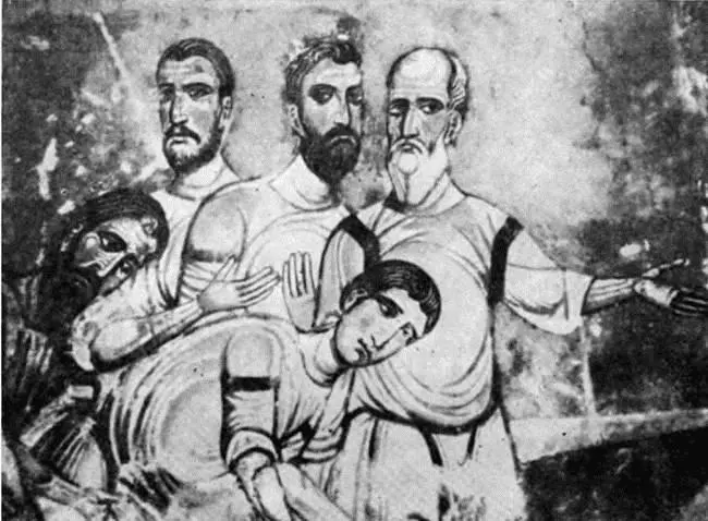 Фреска середины XII в из CnacoМирожского монастыря во Пскове Чудо на озере - фото 139