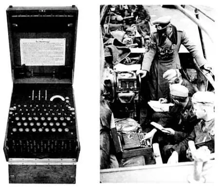 Справа немецкие военные кодируют сообщения на машине Энигма один из - фото 51