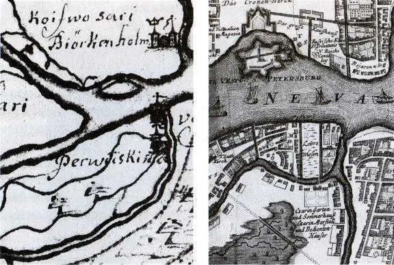 На этом фрагменте карты Эрика Белинга 1688 г показаны три шведских двора в - фото 18