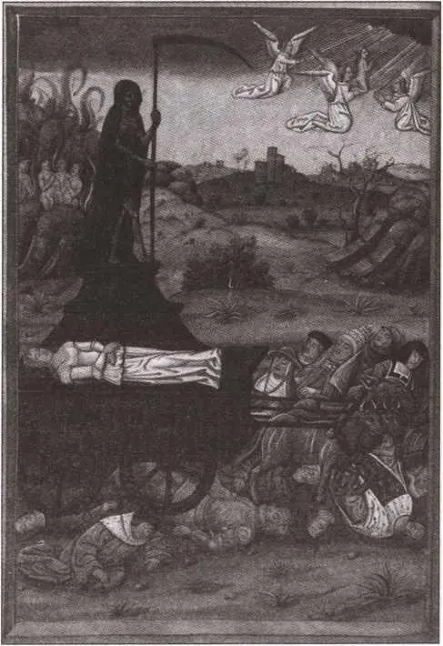 Смерть с косой на катафалке запряженном быками Миниатюра XVI в - фото 18
