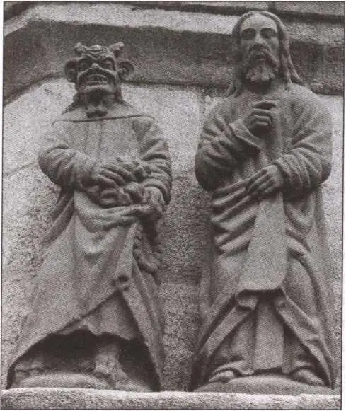 Дьявол и Христос Фрагмент кальвера из Плугонвана 1554 В фольклоре Бретани - фото 80