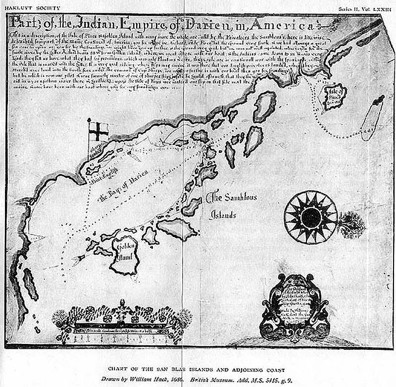 Старинная карта островов СанБлас 1686 г Через несколько дней они прибыли к - фото 26