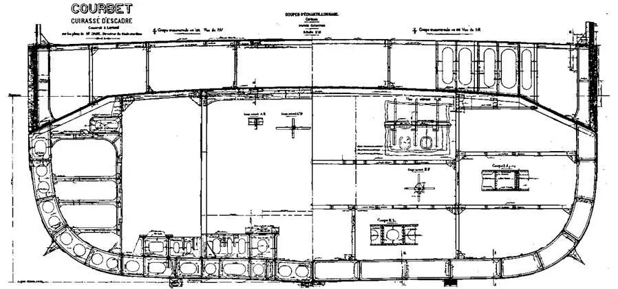 Линейный корабль Курбэ 1914 г Конструктивный чертеж нижней части - фото 18