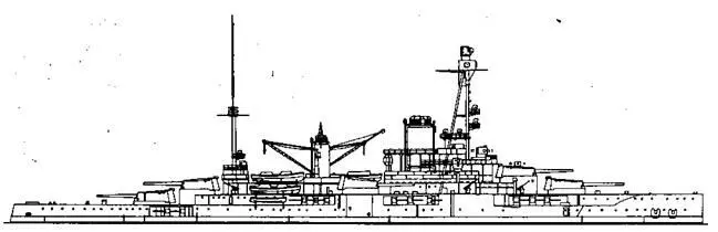 Линейный корабль Курбэ 1938 г Наружный вид Модернизация в 1930 г - фото 39