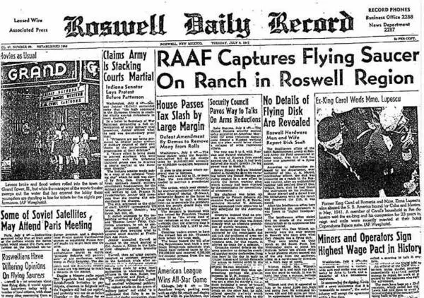 Знаменитый номер газеты Roswell Daily Record от 8 июля 1947 года с броским - фото 70