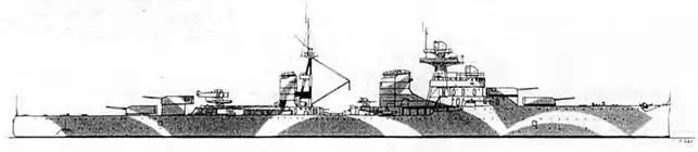 Легкий крейсер Луиджи Кадорна Март 1942г Схема камуфляжной окраски - фото 55
