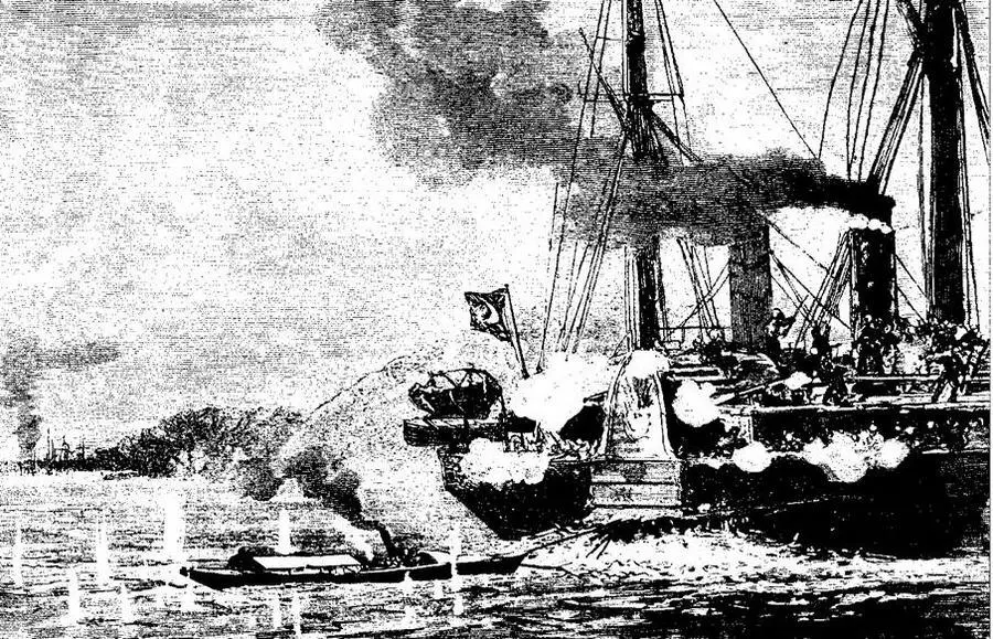 Атака Скрыдловымъ турецкаго броненосца 8 iюня 1877 г Рис 66 Мониторы - фото 43