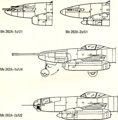 Рис 101 Варианты истребителя Me 262А Рис 101 Продолжение Варианты - фото 109