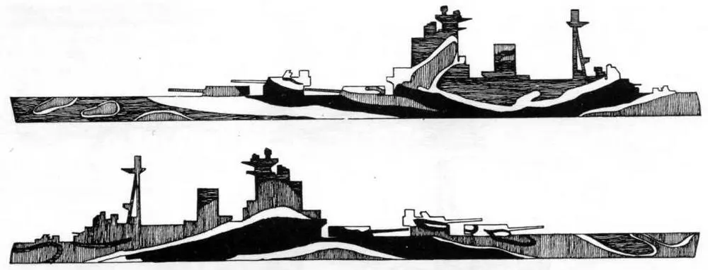 Схема камуфляжной раскраски линейного корабля Родней 1942 г Утром 16 марта - фото 34