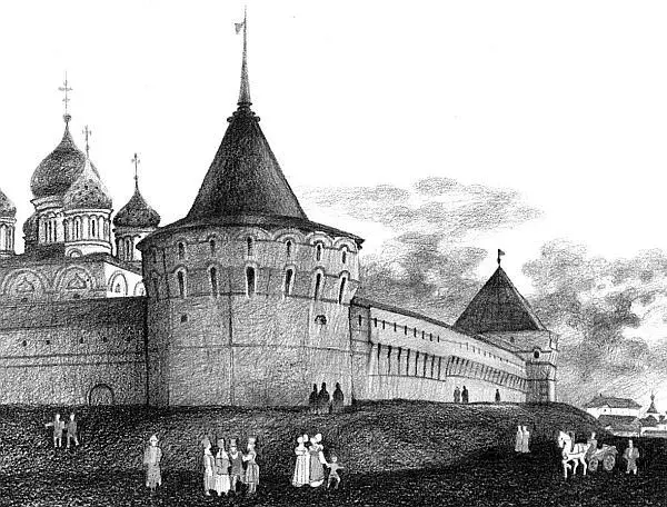 Новоспасский монастырь Вид на СпасоПреображенский собор в начале ХVIII века - фото 59